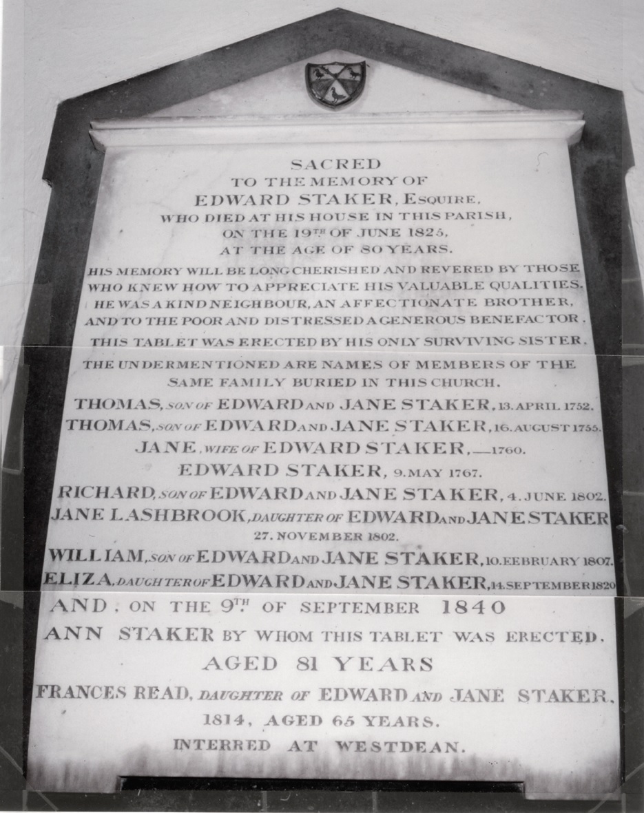 Staker family memorial in Binsted church